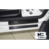 Накладки на пороги Volkswagen POLO V 4-5D 2009-2017 Premium нержавейка+пленка Карбон NataNiko