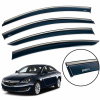 Ветровики для Opel Insignia 2009-2017 HB/Sedan (на скотче) нерж. с хром полоской (Defl)