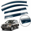 Ветровики для Toyota RAV-4 2006-2013 Long USA нерж. с хром полоской (Defl)