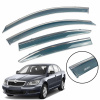 Ветровики для Skoda Octavia A-5 2004-2013 Sedan/HB нерж. с хром полоской (Defl)