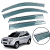 Дефлекторы окон (ветровики) для Hyundai Tucson I 2004-2014 нерж. c хром полоской (HAWK)