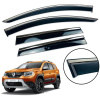 Дефлекторы окон (ветровики) для Renault Duster II 2018+ с нерж. хром полоской накладные (HAWK)