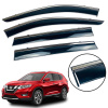 Дефлекторы окон (ветровики) для Nissan X-Trail III T32 2013-2021 / Rogue с нерж. хром полоской накладные HAWK