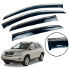Дефлекторы окон (ветровики) для Lexus RX II 300/330/350/400 2004-2009 с нерж. хром полоской накладные (HAWK)