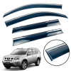 Дефлекторы окон (ветровики) для Nissan X-Trail II 2007-2014 с нерж. хром полоской накладные (HAWK)