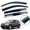 Дефлектори вікон (вітровики) для Volkswagen Tiguan 2007-2016 (на скотче) з нерж. хром полоскою накладні (HAWK)