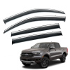 Дефлекторы окон (ветровики) для Ford Ranger 2022+ с нерж. хром полоской (HAWK)