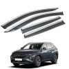 Дефлекторы окон (ветровики) для Hyundai Tucson Long Wheel 2021+ с нерж. хром полоской (HAWK)