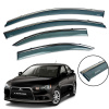 Дефлекторы окон Mitsubishi Lancer 10 2007+ нерж. з хром полоскою (Defl)