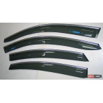 Hyundai Solaris Accent Verna- ветровики дверей с хром полоской ASP передние и задние/ дефлекторы/ sunvisors chrome - 2010