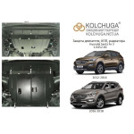Защита Hyundai Santa Fe/Grand Santa Fe 2012-2018 V-2,2D двигатель, КПП, радиатор - Премиум - Kolchuga