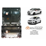 Защита Peugeot 108 2014- V-1,0 двигатель, КПП, абсорбер - Kolchuga