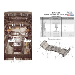 Защита Nissan Navara IV 2010- V 2,5 TDI двигатель, КПП, радиатор, раздатка, редуктор - Kolchuga