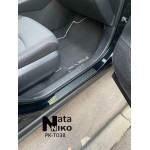 Накладки на пороги для Тойота RAV-4 V 2018- 4 шт на метал Premium нержавейка+пленка Карбон NataNiko