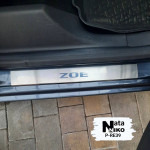 Накладки на пороги Renault ZOE 2012- 4 шт на метал Premium NataNiko