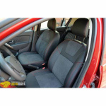Авточехлы для RENAULT SANDERO STEPWAY NEW (2013-....) - кожзам + алькантара - Leather Style MW Brothers