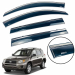 Вітровики для Toyota RAV-4 2006-2013 Long USA нерж. з хром полоскою (Defl)