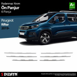 Накладка на переднюю решетку для Peugeot Rifter 2019+ 6шт (TAN24) 