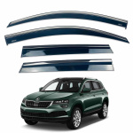Вітровики для Skoda Karoq 2017+ нерж. з хром полоскою (Defl)
