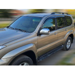 Дефлектори вікон (вітровики) для Toyota LC 120 Prado/ GX 470 2003-2010 з нерж. хром полоскою накладні (HAWK) 