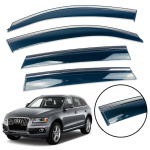Дефлекторы окон (ветровики) для Audi Q5 2008-2017 с нерж. хром полоской накладные (HAWK)