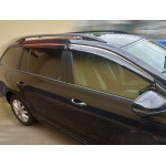 Дефлектори вікон (вітровики) для Skoda Octavia A7 2013-2019 Combi (на скотче) з нерж. хром полоскою накладні (HAWK)