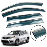 Дефлекторы окон (ветровики) для Kia Sorento 2009-2015 с нерж. хром полоской накладные (HAWK)
