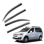 Дефлекторы окон (ветровики) для Citroen Berlingo / Rifter 2018+ с нерж. хром полоской (HAWK)