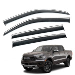 Дефлектори вікон (вітровики) для Ford Ranger 2022+ з нерж. хром полоскою (HAWK)