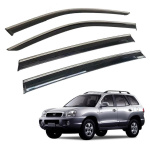 Дефлекторы окон (ветровики) для Hyundai Santa Fe 2001-2006 с нерж. хром полоской (HAWK)