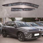 Дефлекторы окон (ветровики) для Hyundai Kona / SX2 / Kauai 2023+ с нерж. хром полоской (HAWK)