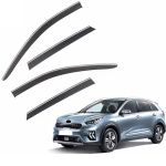 Дефлекторы окон (ветровики) для KIA Niro 2016-2022 с нерж. хром полоской (HAWK)