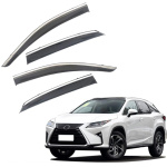 Дефлекторы окон (ветровики) для Lexus RX 2016-2023 с нерж. хром полоской (HAWK)