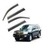 Дефлекторы окон (ветровики) для Toyota Land Cruiser 100 / Lexus LX 470 1998-2007 с нерж. хром полоской (HAWK)