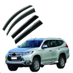 Дефлекторы окон (ветровики) для Mitsubishi Pajero Sport 2016+ с нерж. хром полоской (HAWK)