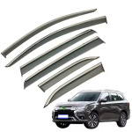 Дефлекторы окон (ветровики) для Mitsubishi Outlander 2012-2020 6шт. с нерж. хром полоской (HAWK)