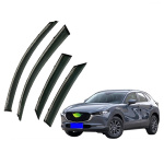 Дефлекторы окон (ветровики) для Mazda CX-30 2020+ с нерж. хром полоской (HAWK)