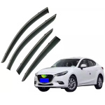 Дефлекторы окон (ветровики) для Mazda 3 Sedan 2013-2019 с нерж. хром полоской (HAWK)
