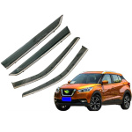 Дефлекторы окон (ветровики) для Nissan Kicks 2016-2022 с нерж. хром полоской (HAWK)