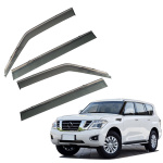 Дефлекторы окон (ветровики) для Nissan Patrol Y62 2010+ с нерж. хром полоской (HAWK)
