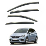 Дефлекторы окон (ветровики) для Opel Astra K 2015-2022 с нерж. хром полоской (HAWK) 