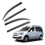 Дефлекторы окон (ветровики) для Peugeot Rifter 2018+ с нерж. хром полоской (HAWK)