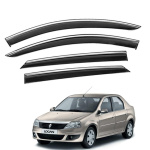 Дефлектори вікон (вітровики) для Renault Logan 2005-2013 з нерж. хром полоскою (HAWK) 