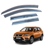 Дефлекторы окон (ветровики) для Seat Ateca 2016+ с нерж. хром полоской (HAWK)