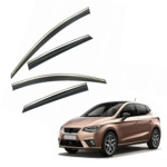 Дефлекторы окон (ветровики) для Seat IBIZA 2010-2017 с нерж. хром полоской (HAWK) 