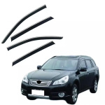 Дефлекторы окон (ветровики) для Subaru Outback 2009-2014 с нерж. хром полоской (HAWK)