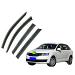 Дефлектори вікон (вітровики) для Skoda Rapid Spaceback 2013+ з нерж. хром полоскою (HAWK) 