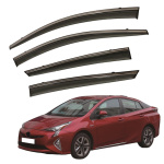 Дефлекторы окон (ветровики) для Toyota Prius 2016-2022 с нерж. хром полоской (HAWK)