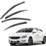 Дефлекторы окон (ветровики) для Volvo S60 2019+ с нерж. хром полоской (HAWK)