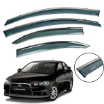 Дефлекторы окон Mitsubishi Lancer 10 2007+ нерж. з хром полоскою (Defl)
